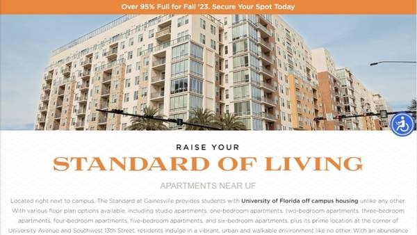 FREE FIRST MONTH RENT + $500 SIGNING BONUS - THE STANDARD - Directly Across from UF - 1 Bed/Private Bath in Shared Unit